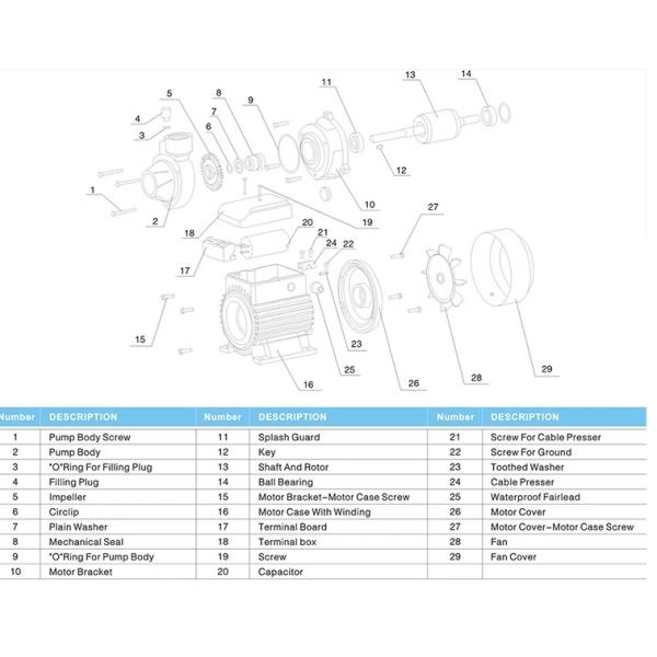 IP44 0.12Mpa Electric Motor Water Pump With Mechanical Switch