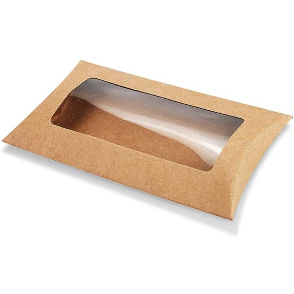 Clear Window Cookie Pillow Box Packaging with Customized Design and Heavy-Duty Kraft Paper