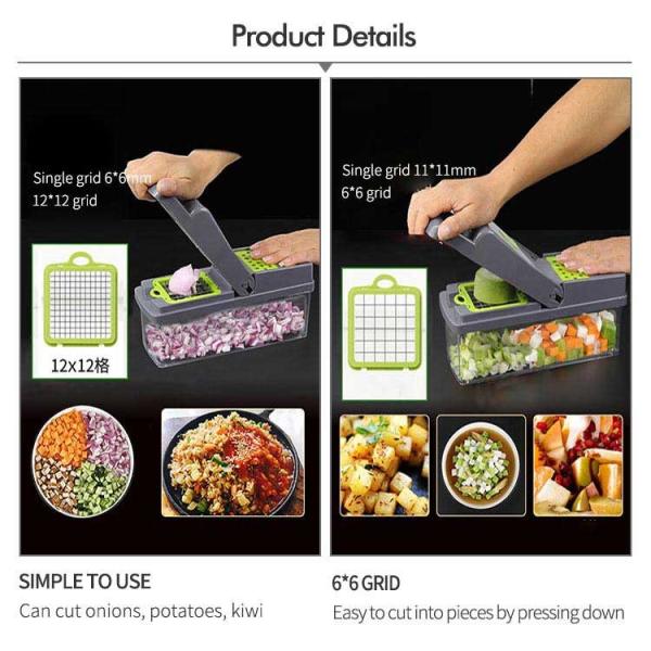 14 In 1 Multifunctional Vegetable Chopper With 8 Stainless Steel Blade