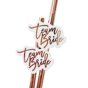 Quality 197mm 6mm Team Bride Wedding Rose Gold Biodegradable Paper Straws for sale