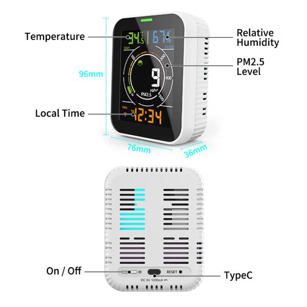 Gas Air Index PM2.5 Monitor Air Quality Meter With Touch Button 0 ~ 999ug/M3