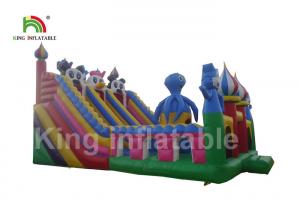Quality 0.55mm PVC Plato Tarpaulin Blue Inflatable Amusement Park / Kids Outdoor Playground for sale