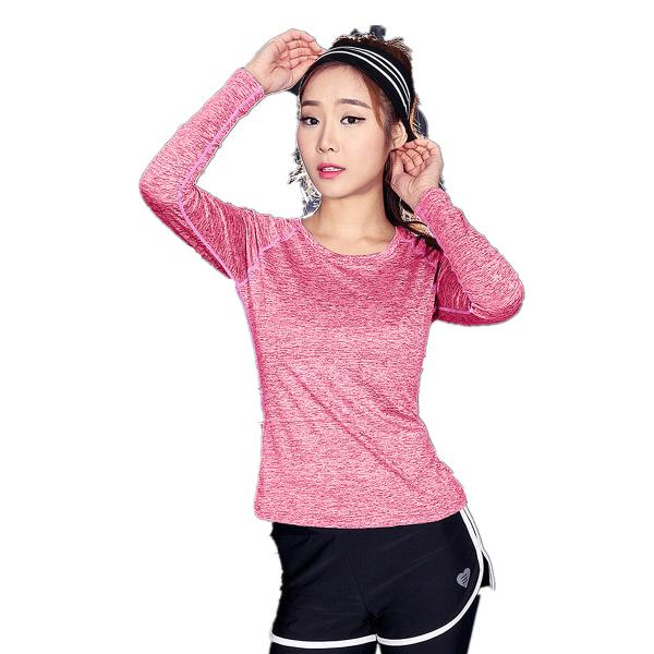 CPG Global Women Pure Color Polyester Slim Long Sleeves Round Collar Gym Running Sports T-Shirts S-L S43