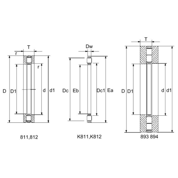 Single Row Axial Thrust Cylindrical Roller Bearing With Bearing Washers 81234M