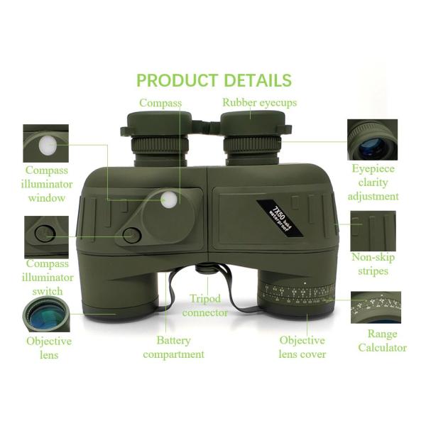 7x50 12x50 10x50 Long Range Military Binoculars For Marine , Hunting , Bird Watching