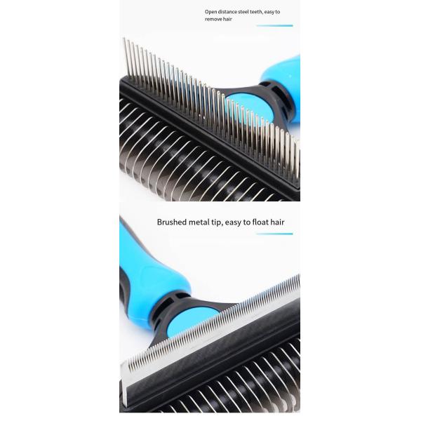 Pet 2-In-1 Detangling Grooming Comb Cat Hair Cleaner Removal Dense Toothed Dog Rake Brush