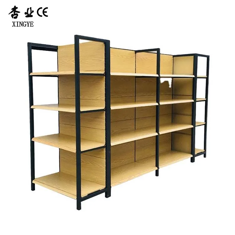Factory Customized Color Size Wood Grain Shelf Retail Wood Grain Display Stand