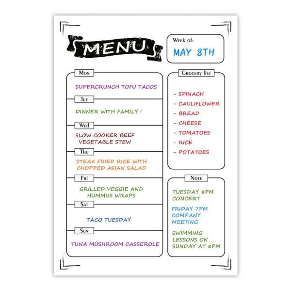 Removable Magnetic Calendar Planner Dry Erase Meal Planning Notepad A5 Custom