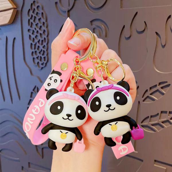 Tastless Design Panda Soft Silicone Cartoon Keychain Charms for Easy and Personalized Gifts