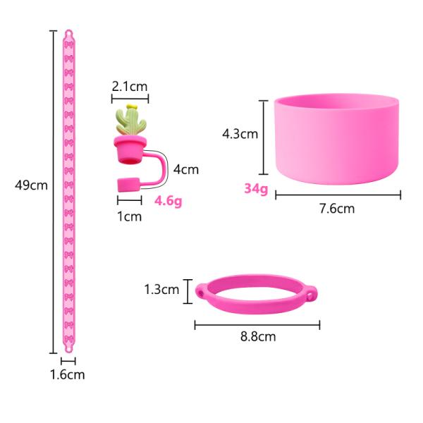 30oz 40oz Tumbler with Handle Anti-scratch Silicone Cup Sleeve and Anti-slip Water Bottle Handle Strap