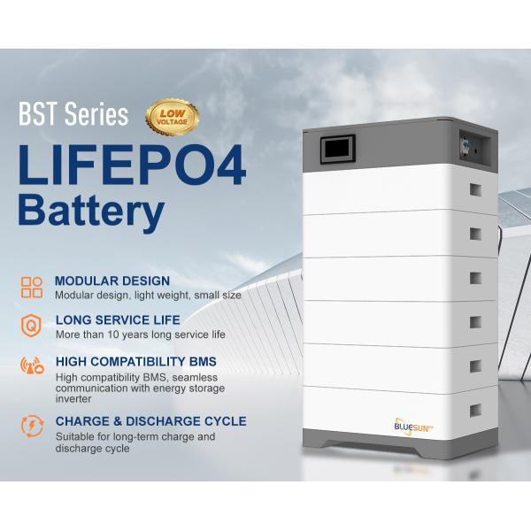 Bluesun 12v-100ah Home Battery Storage System Lifepo4 Solar Lithium Ion Stackable with Smart BMS & CAN Communication Port