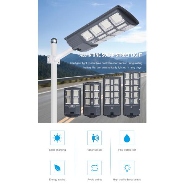 Garden Road Ip65 Outdoor Solar Powered Street Lights ABS 100w 200w 300w 400w