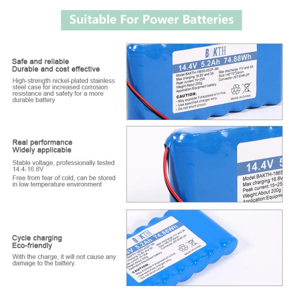 Hot Sale High Quality Wholesale 18650 4S2P Li-ion Batteries 14.4v 5200mah Rechargeable Li-ion Battery Pack