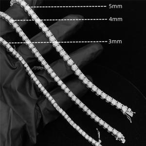 China 5MM Moissanite Tennis Chain 6.5MM Lab Diamond Tennis Chain 925 Sterling Silver on sale