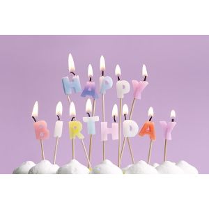 Quality Beautiful Color Happy Birthday Candle Letters , Custom Alphabet Candles For Cakes for sale