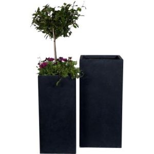 Quality Fiber Clay Pots, outdoor pots, garden pots PS02 Tall Cube Planter Black for sale