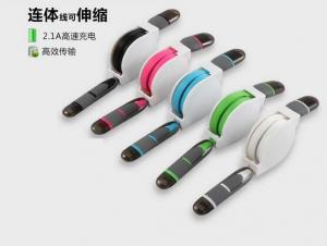 High Speed 2 in 1 usb data cable sync charger Telescopic line Retractable usb cable iphone