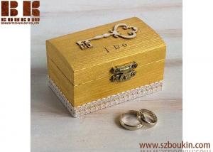 Quality trendy rustic pastoralism series wedding wooden ring box with lace for sale
