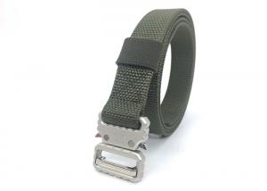 Quality Army Green Polyester Webbing Belt / Men Waist Belt With Plastic Buckle for sale