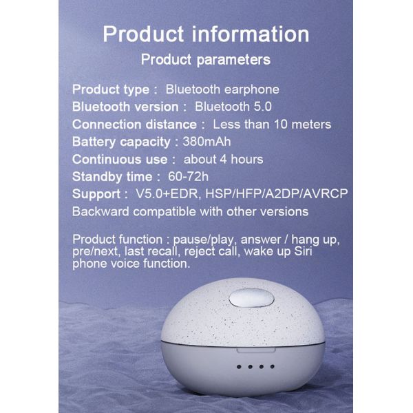 380mAh Battery TWS Wireless Bluetooth Earphones BT 5.0 Earbuds