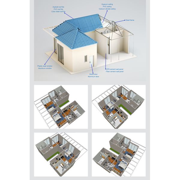 Low Cost Prefabricated House,Fast Build Light Steel Villa, Tiny Size Container Home, Well Design Resort Hotel
