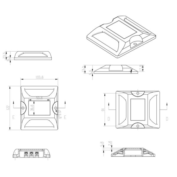 104*123*23mm Red Solar Aluminium Road Stud for Long-Lasting Road Illumination