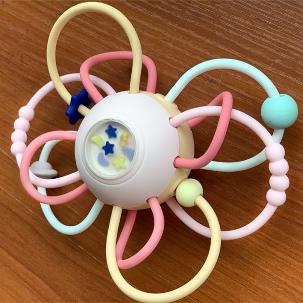 Newborn Baby Manhattan Silicone Hand Grab Ball Toy Soft Silicone Dental Glue Soundmaking Preschool Soothing Device