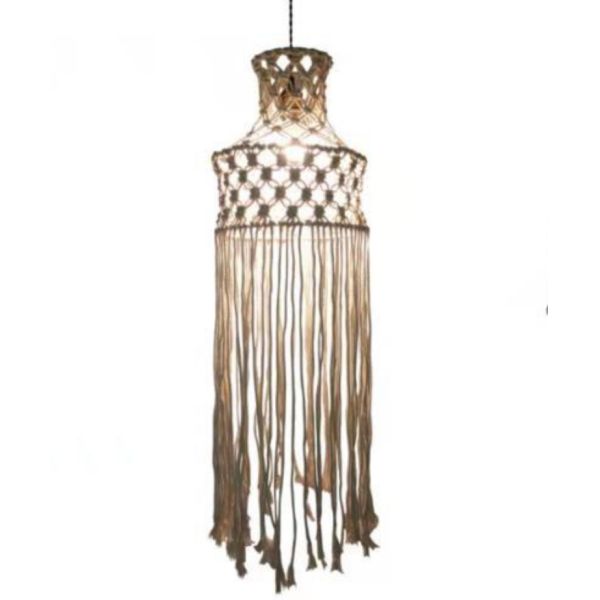 Woven Boho Easy Fit Pendant Shade Round Design Macrame Lantern Cover