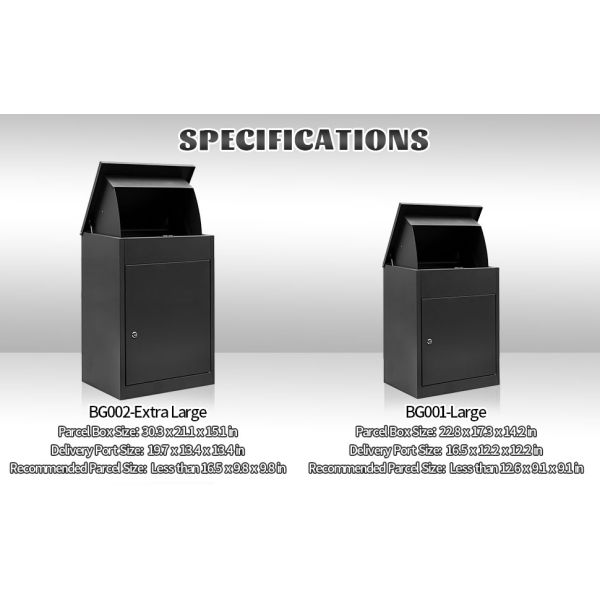 Outdoor Parcel Drop Box with Large Storage Capacity and Post Mount Style Carbon Steel