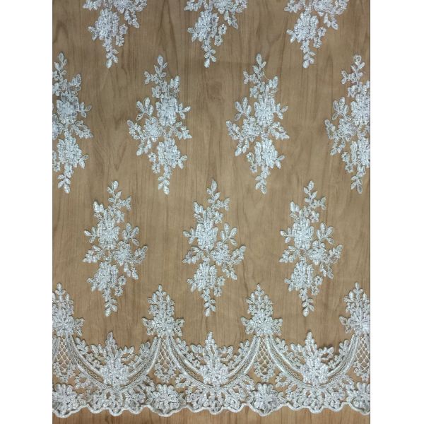 2017 new design embroidry tulle lace fabric With Cord for Bridal Dress