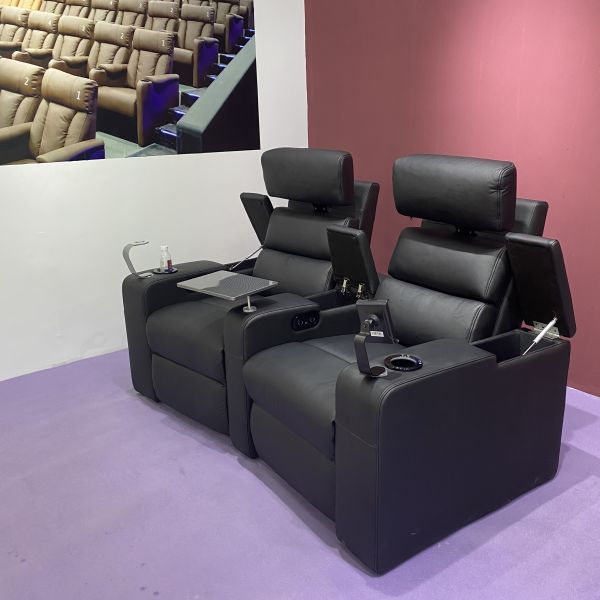 Contemporary Leather Power Recliner Adjustable Headrest Gray