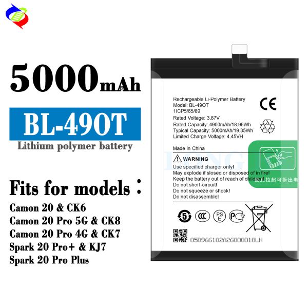 Tecno BL-49OT Li-ion Battery for Camon 20 20 Pro 4G/5G and Spark 20 Pro Mobile Phone