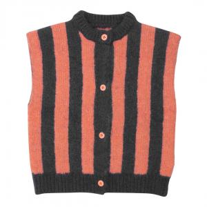 Quality Kids Wool Cotton Blend Striped Chunky Knitted Sweater Vest Button Down Cardigans Hand Knit Waistcoat for sale