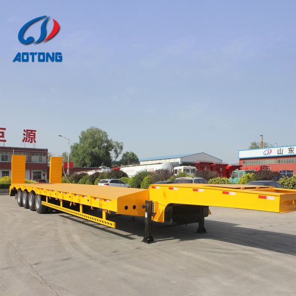 Hydraulic Ladder 4 Axle Lowboy Trailer with 80 Ton 100 Ton Capacity and Durable Design