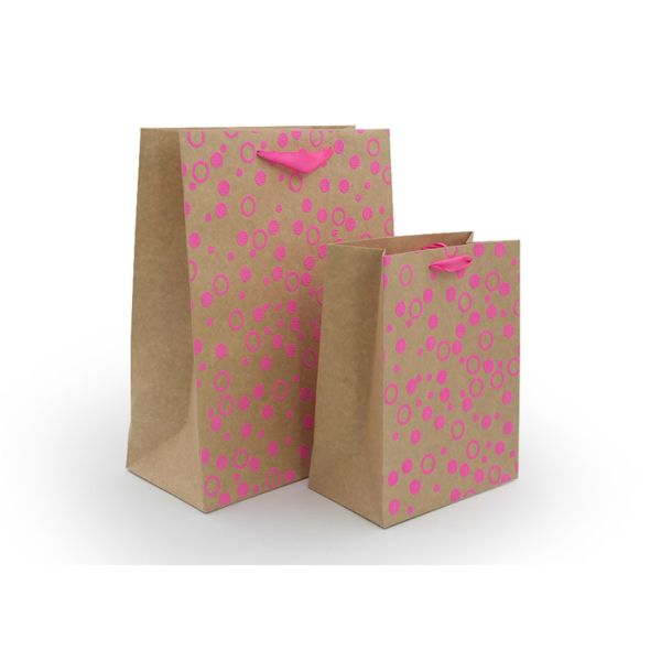 Recycled Paper Gift Bags With Grosgrain Handles Hot Transfer Printing