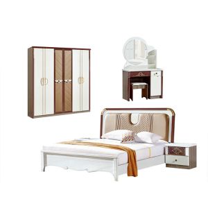 Quality MDF PU American Style Solid Wood Bedroom Sets Furniture Cabrini for sale