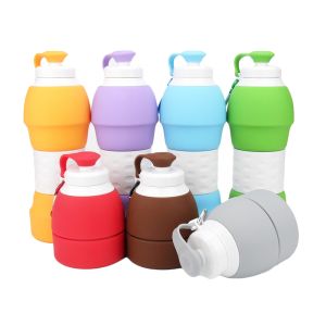 Quality 580ml Food Grade Silicone Collapsible Water Bottle 78x220mm for sale