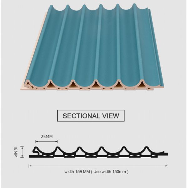 Decorative 3D WPC Wooden Ceiling Outdoor 15mm Round Grille Panel