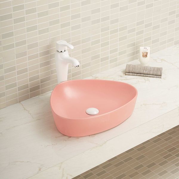 Polished Surface Counter Top Bathroom Sink White And Black Color Triangle Surface