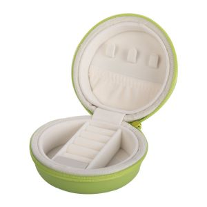 Quality Lightweight Round Travel Jewelry Case , Green / Purple Mini Travel Jewellery Box for sale
