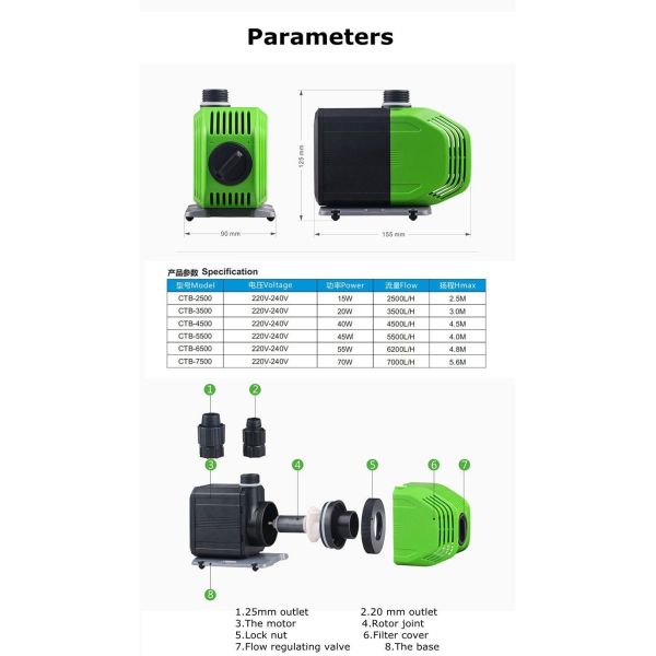500 Gph Pond Hydroponic Fish Tank Aquarium Pumps Submersible Water Pump
