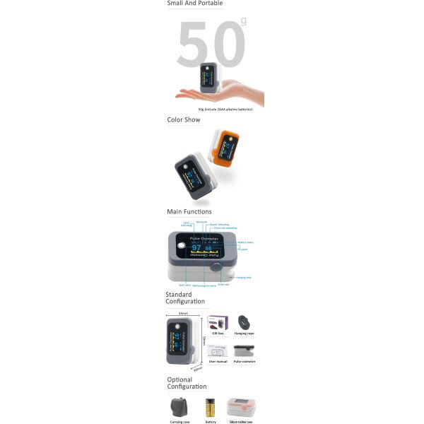 Smart Digital Fingertip Oximeter Medical Blood Oxygen Finger Spo2 Monitor