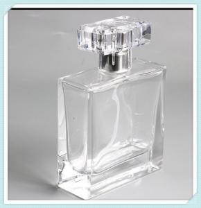 Quality Square Perfume Spray Bottles Empty Glass Atomizer Container Clear 50ml Capacity for sale