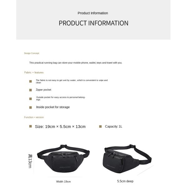 Customized Logo Multi Function Waterproof Waist Bag Against Theft