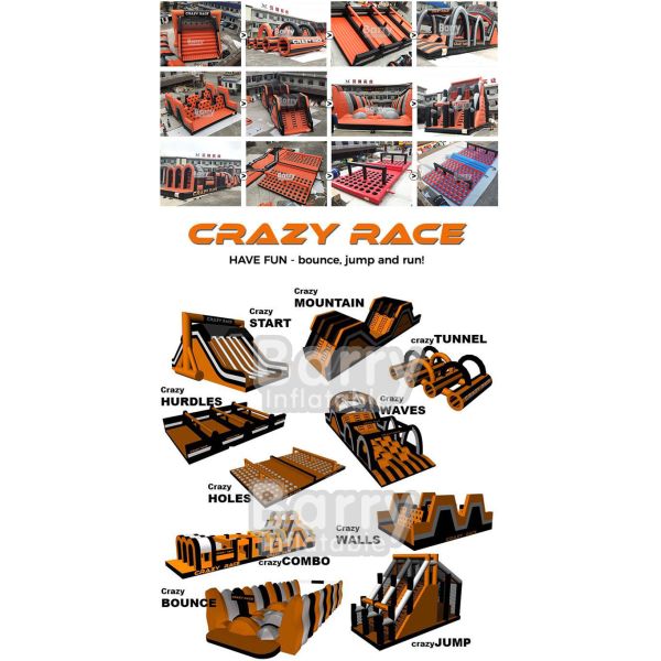 PVC Tarpaulin Adult Inflatable 5k Obstacle Course For Running Race OEM