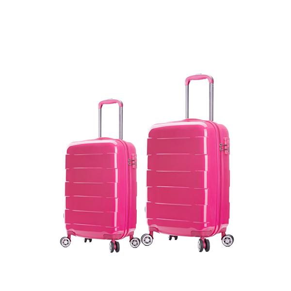 2pcs Luxury Hard PC Luggage Set with 24" Size USB Charging Port TSA Lock Rotating Wheels