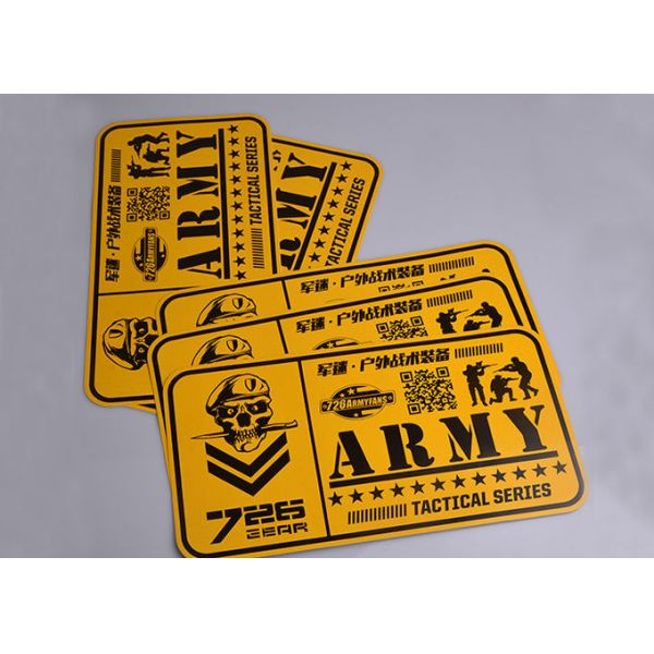 Print yellow and black color outdoor UV resistant army tactical series advertising stickers decals custom