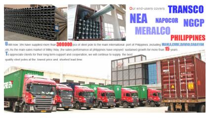 Q345 Steel 33kv Electric Utility Pole Round Tapered Polygonal Octagonal