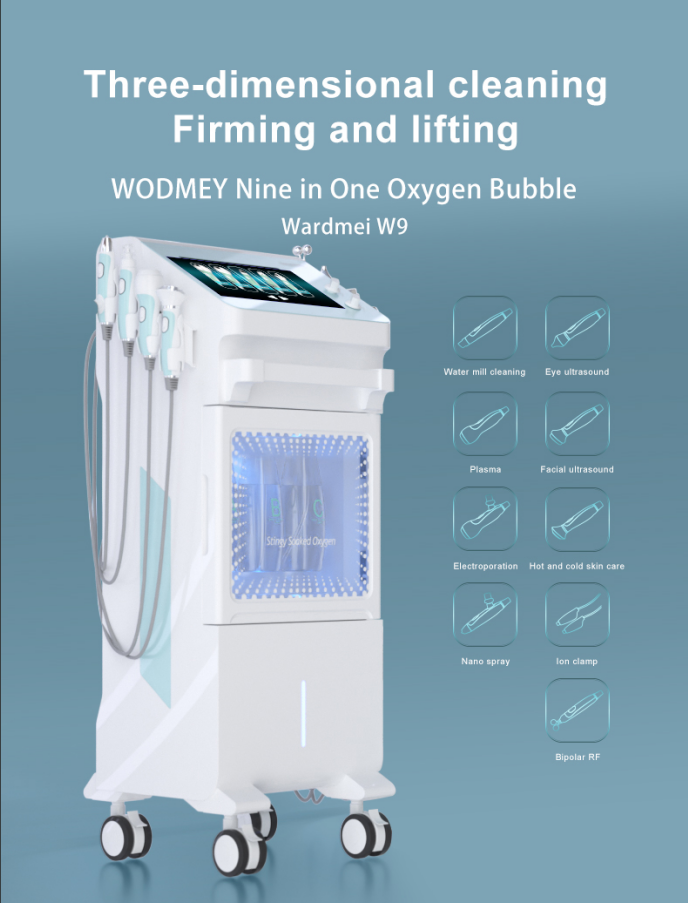 7 Handles Hydro Oxygen Facial Machine 9 In 1 Hydra Peel Facial Machine Deep Cleaning
