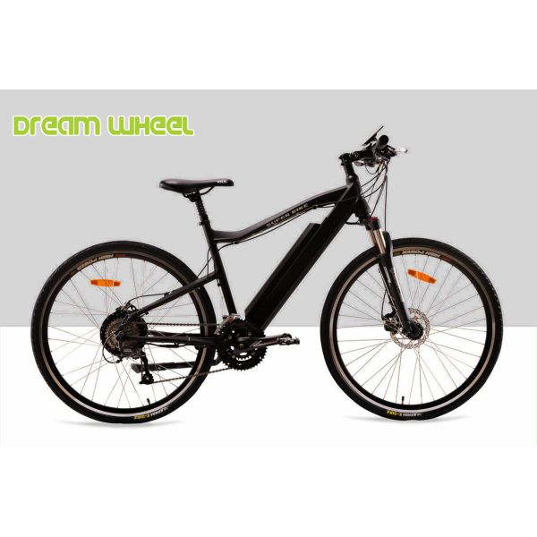 Matt Black Battery Powered Mountain Bike 500W 27 Speed Battery Inside 26.50Kgs Disc Brake